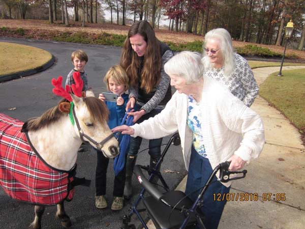 Our residents love the annual visit by the christmas pony.